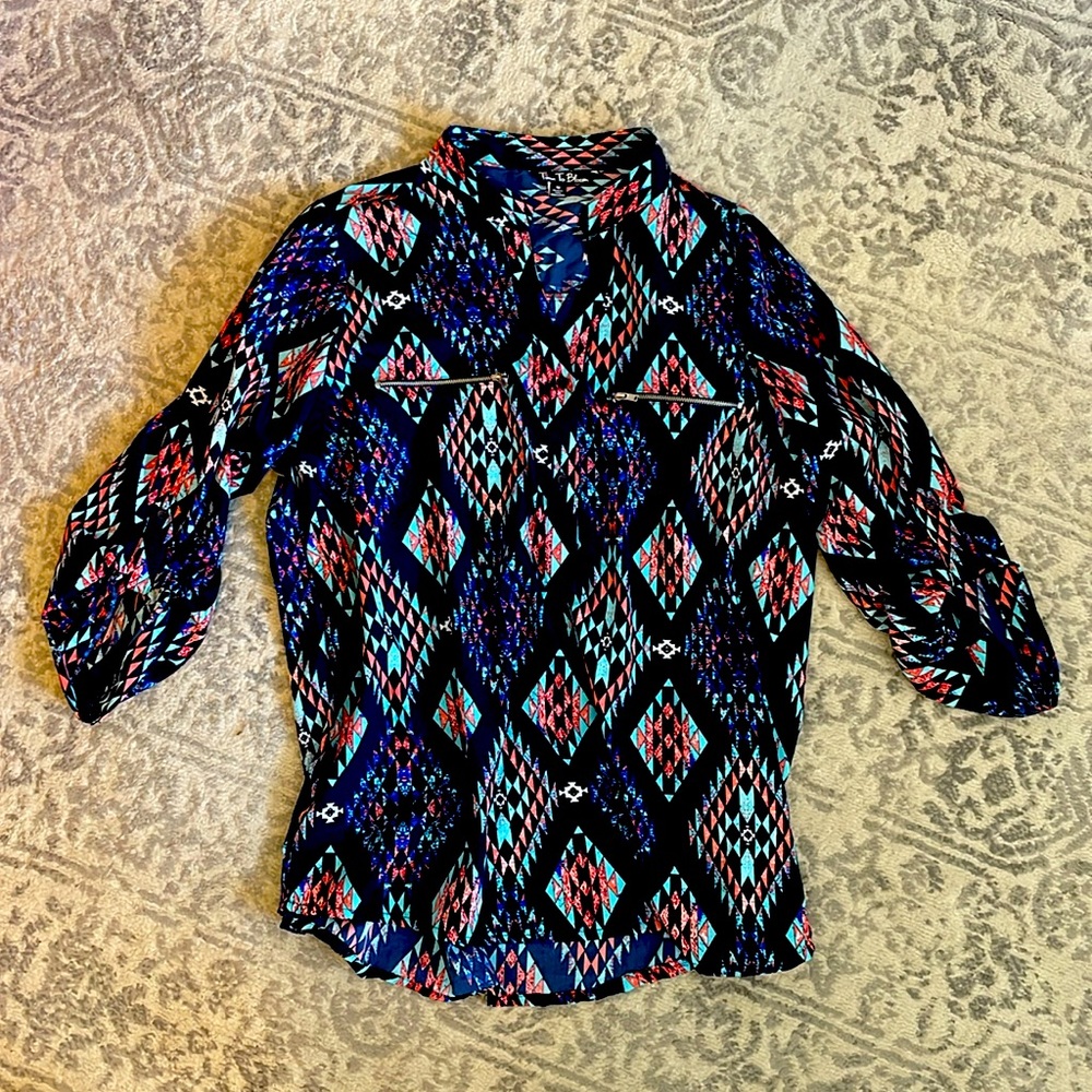 3/4 Length Blouse - Tribal Print